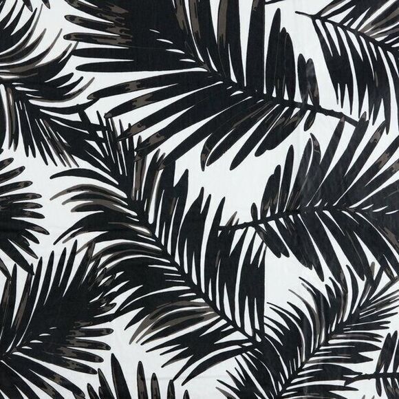 Black Palm Leaves on White PEVA Tablecloth 60 x 84-in Tropical Dining Kitchen - Picture 2 of 4